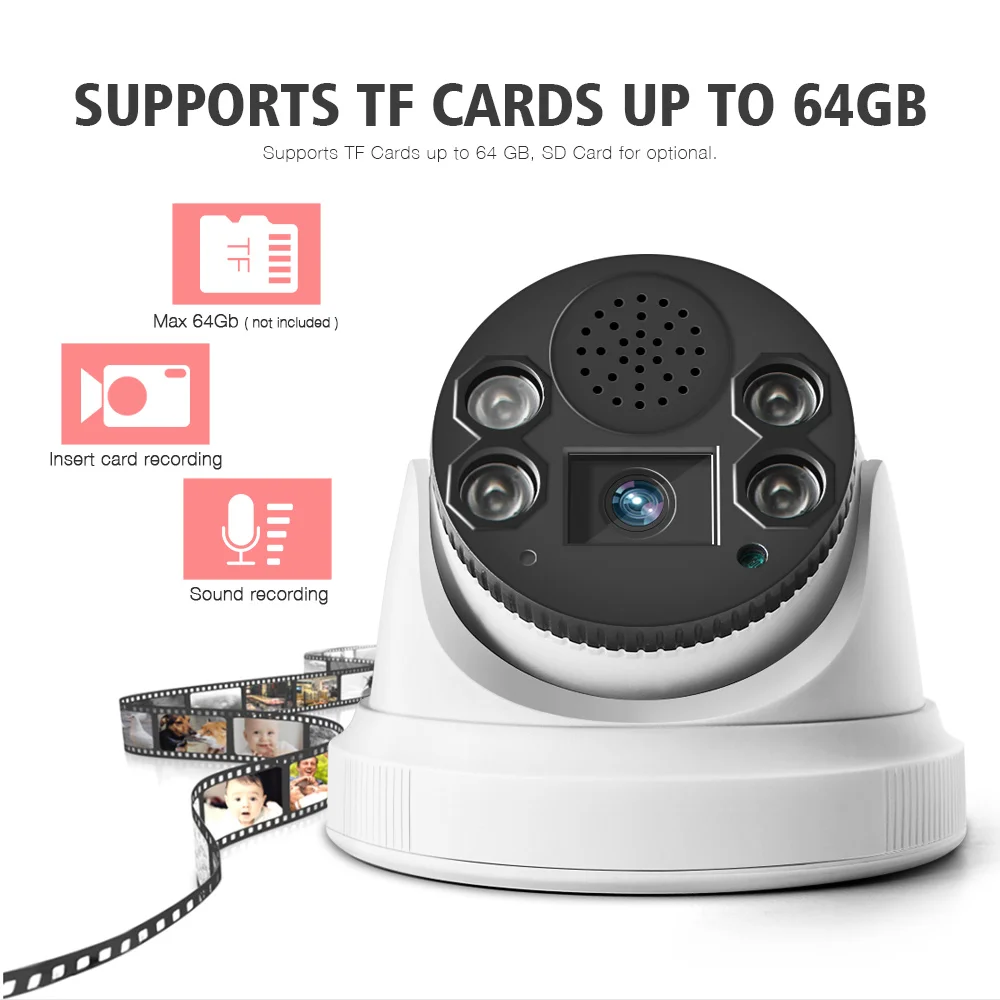 RU Wifi IP カム 1080P 5MP 8MP ワイヤレスドームセキュリティカム 4K 双方向オーディオ TF カードスロットナイトビジョン 20 メートル P2P CamHipro