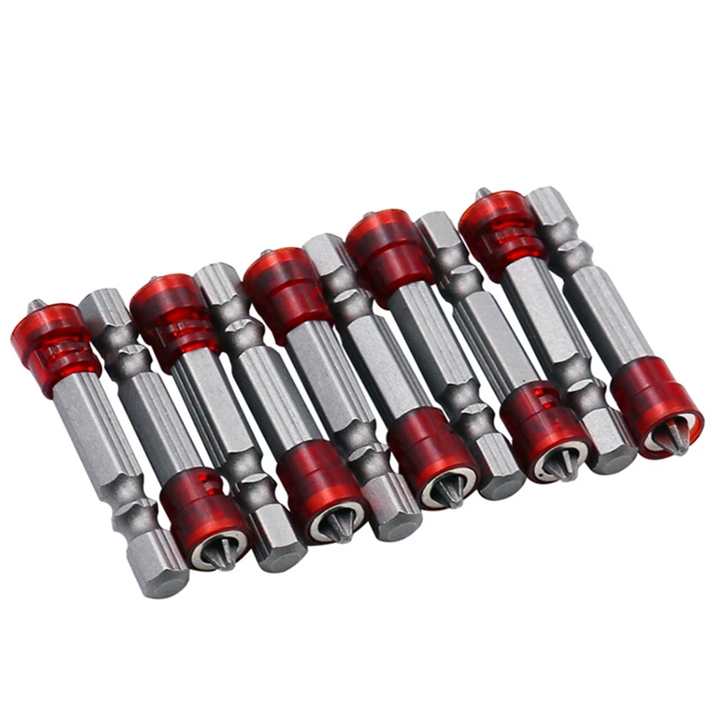 1/4" Screwdriver Bits Red Head Magnet Driver Hex Shank With Magnetizer Cross Magnetic Bit Hand Electric Screw Tool Accessories