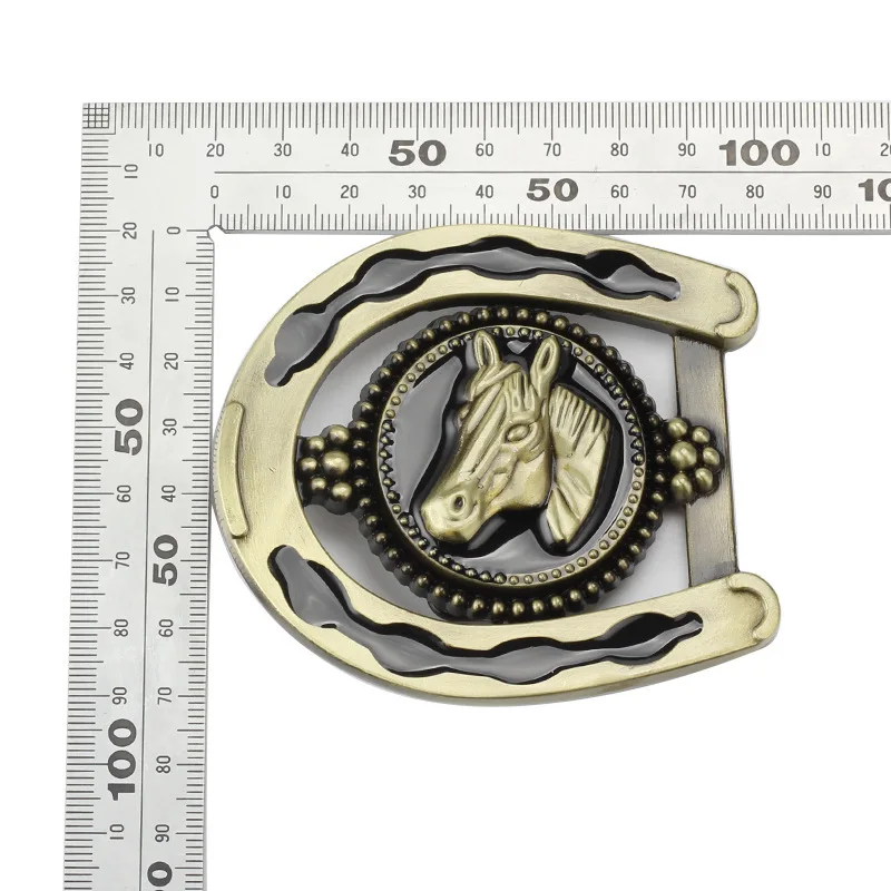 เข็มขัดหัวเข็มขัด DIY Dccessories Horseshoe ขี่บรอนซ์ขี่ม้าโลหะเรียบหัวเข็มขัด