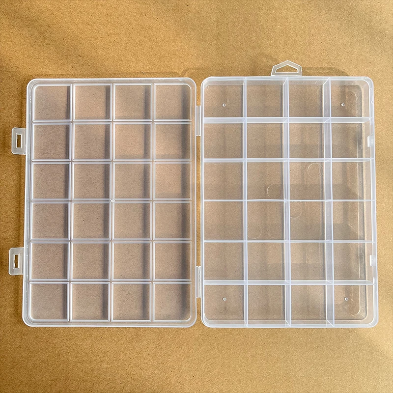 Yidensy 1pcs สแควร์โปร่งใสกล่องเก็บพลาสติก 10/24 สล็อตปรับได้สําหรับเม็ดเครื่องประดับลูกปัดต่างหูกรณี