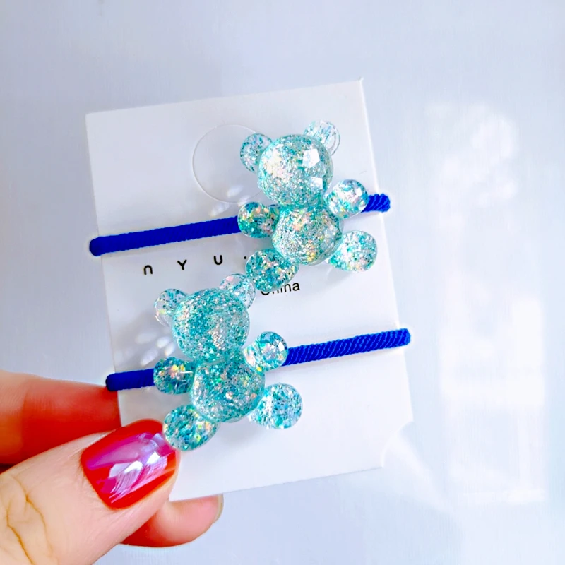 2 Chiếc Hoạt Hình Dễ Thương Sáng Bóng Trong Suốt Gấu Trẻ Em Thun Cột Tóc Trẻ Em Dây Buộc Tóc Bé Gái Phụ Kiện Tóc Cho Bé Mũ Trùm Đầu