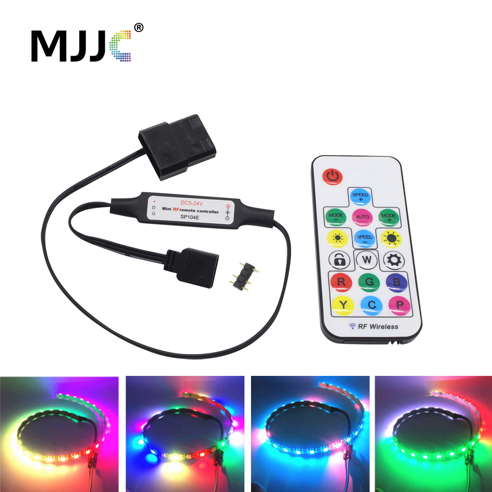 SATA-Controller DC 5 V 3-poliger RF 17 Tasten Molex großer 4-poliger Pixel-PC-Controller für WS2812B SK6812 adressierbare RGB-LED-Lichtstreifen