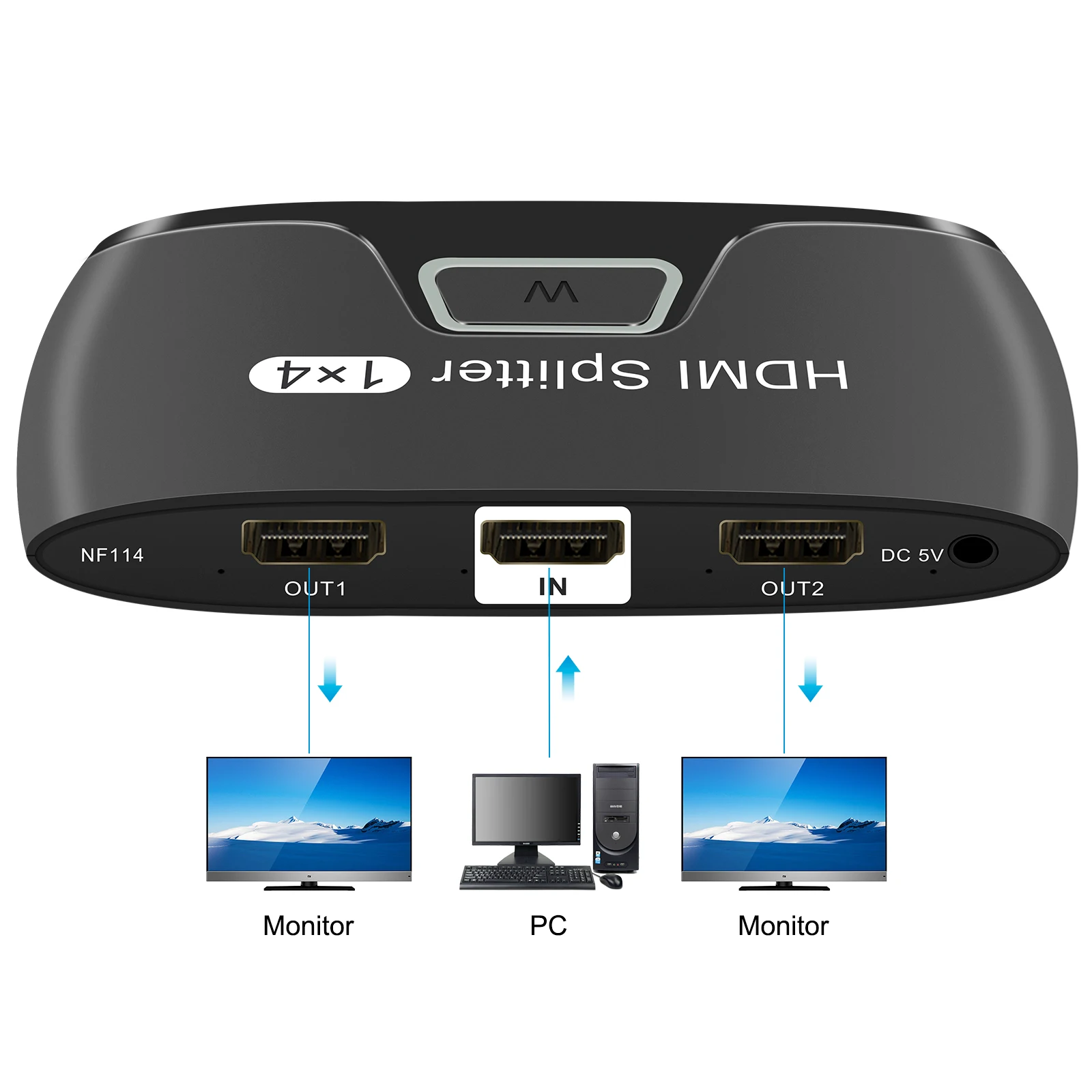 Hdmi Splitter Hdmi Splitter 1 In 4 Out Hdmi Splitter Switch Hdmi Splitter 4K Mendukung 3D 4K @ 60HZ Full HD2160P untuk Xbox PS4