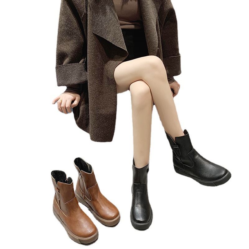 Sepatu Bot Sepeda Motor Besar Size35-42 Chunky untuk Wanita Sepatu Bot Tempur Bertali Ujung Bundar Sepatu Wanita Sepatu Bot Tempur untuk Wanita