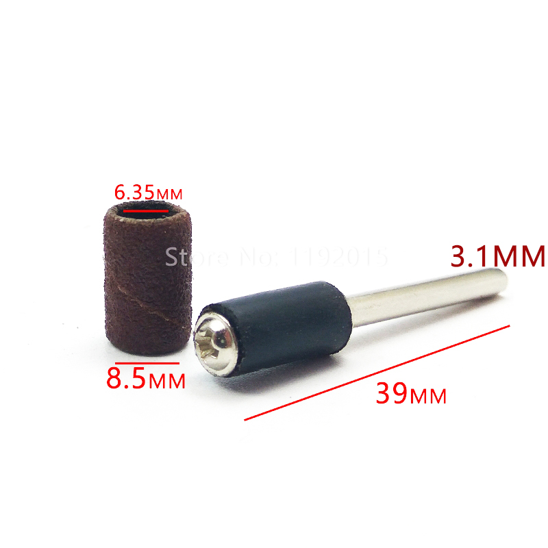 50 PCS 1/4" 6.35MM Drum Sanding Kit +2Pcs Band Mandrel 1/8" Shank Rotary Tool Nail Drill Bits Abrasive Tools Dremel Accessories
