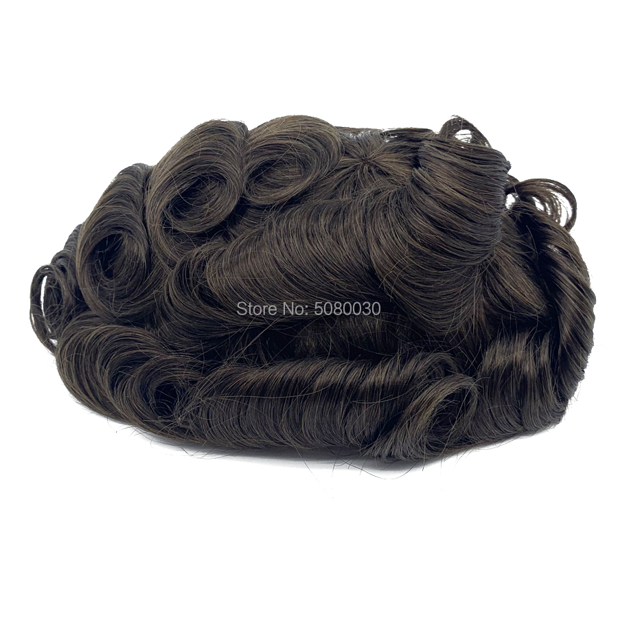 Maßgeschneiderte Bestellungen Mehrfarbiges Echthaar Herren Haarteil Toupet Ersatzsystem Remy Hai Mono Spitze mit Poly Bond