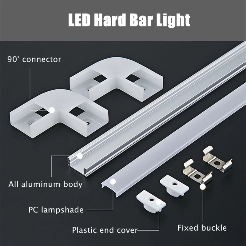 Canal de aluminio de 50cm para tira de Led, perfil de aluminio en forma de V estilo U con cubierta de PC lechosa difusora, soporte de luz de tiras de barra LED