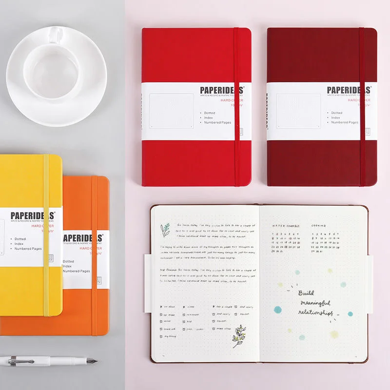 Hardcover A5 Bullet Journals Dot Notebook 188 Seiten 100 g/m2 5,7 x 8,2 Zoll Retro Bandage Candy Color Diary Notebook Journal BUJO