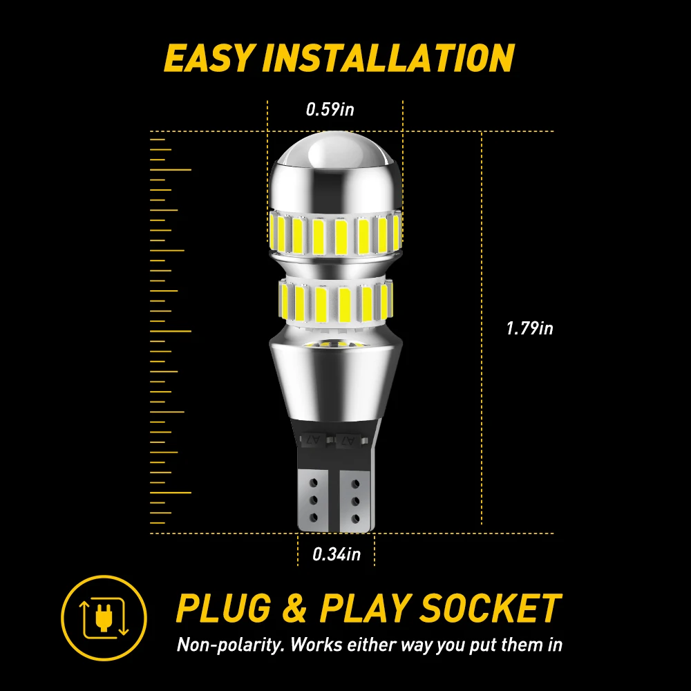 AUXITO 2 uds 2000LM T15 lámpara de luz LED W16W LED Canbus sin Error 4014 42-SMD 912 921 bombilla luz de marcha atrás de respaldo de coche lámpara automática 6000K