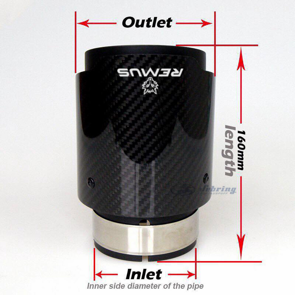 レムスマットブラックパイプ炭素繊維ステンレス鋼ユニバーサル自動車排気管マフラーパイプ bmw e46 выхлопные системы