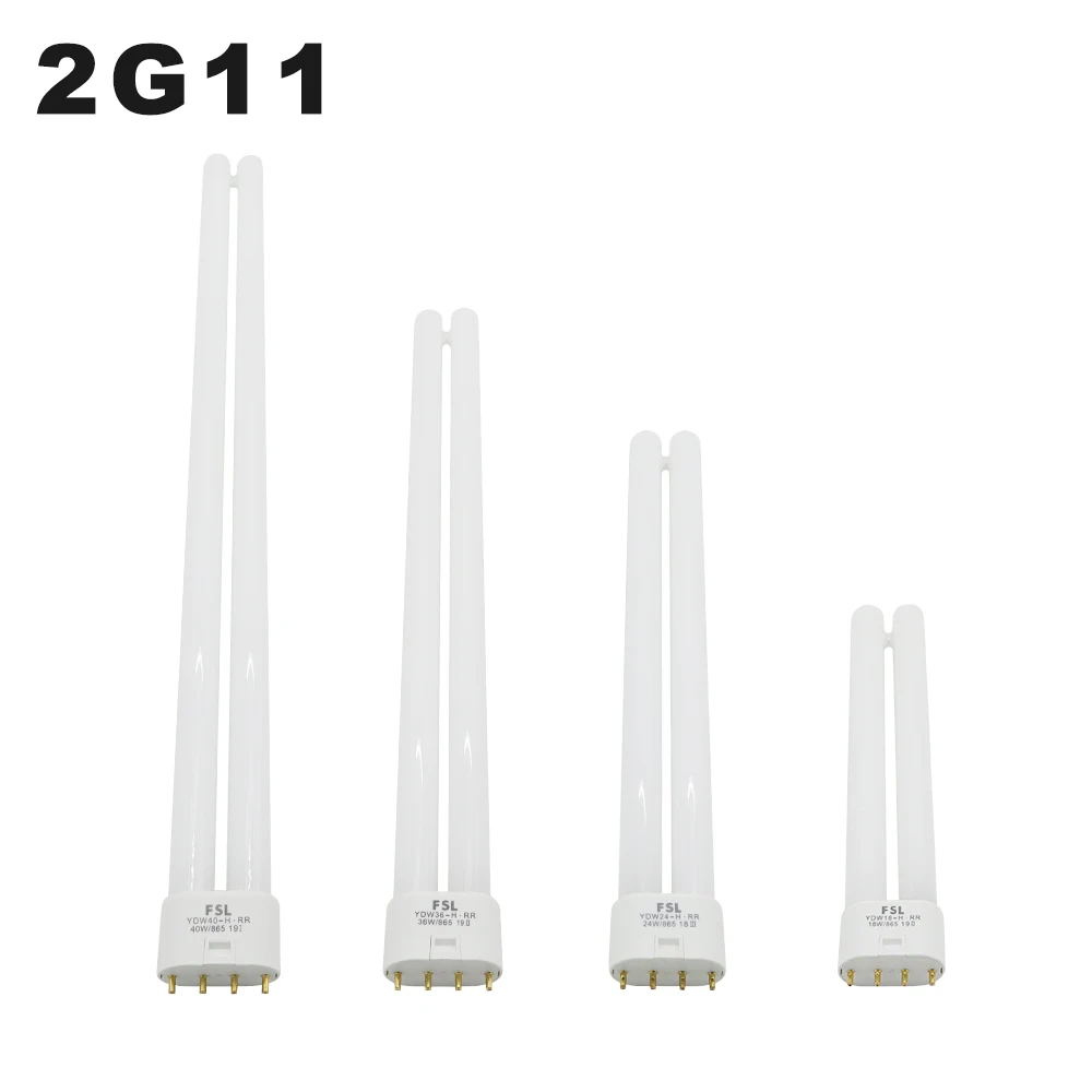 PL-L 2G11 Tubo fluorescente 18W 24W 36W 40W Lámpara de ahorro de energía CFL 4 pines Bombilla de ahorro de energía de doble tubo Tubos H Blanco Amarillo