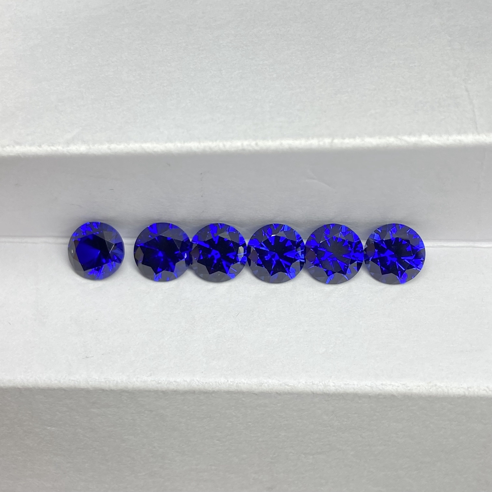 Meisidian 6.5Mm 34 # Korundum Bulat 5A Kualitas Lab Royal Biru Safir Batu Permata Longgar
