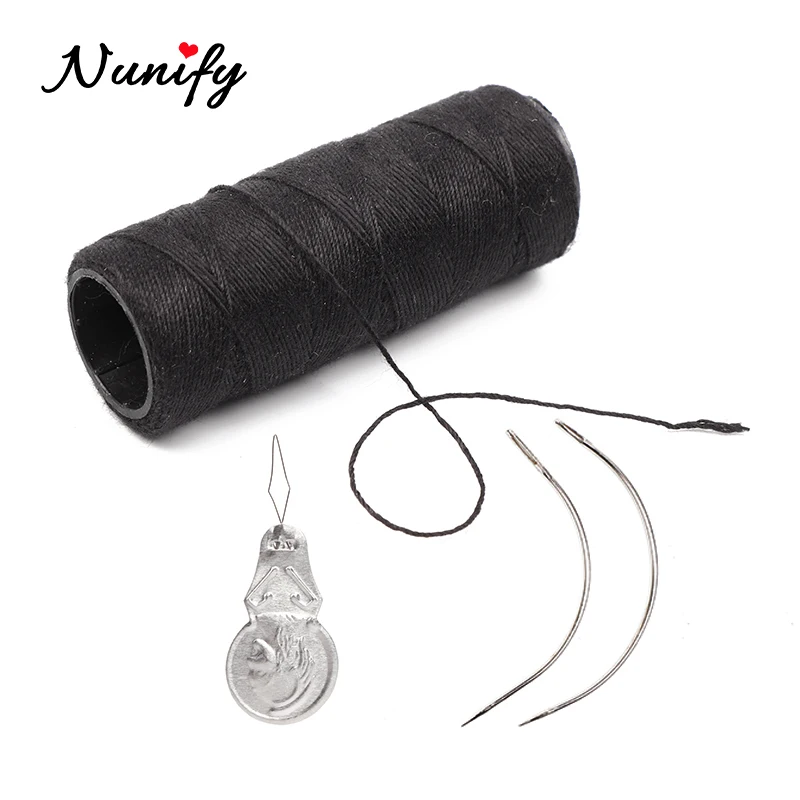 Nunify 4 Cái/bộ Cotton Chỉ Đen Sắc Nét C-Đường Cong Tóc Giả Kim/Tóc Kim/Dệt Kim Và Ren cho Tóc Giả Dụng Cụ Tạo Kiểu Tóc