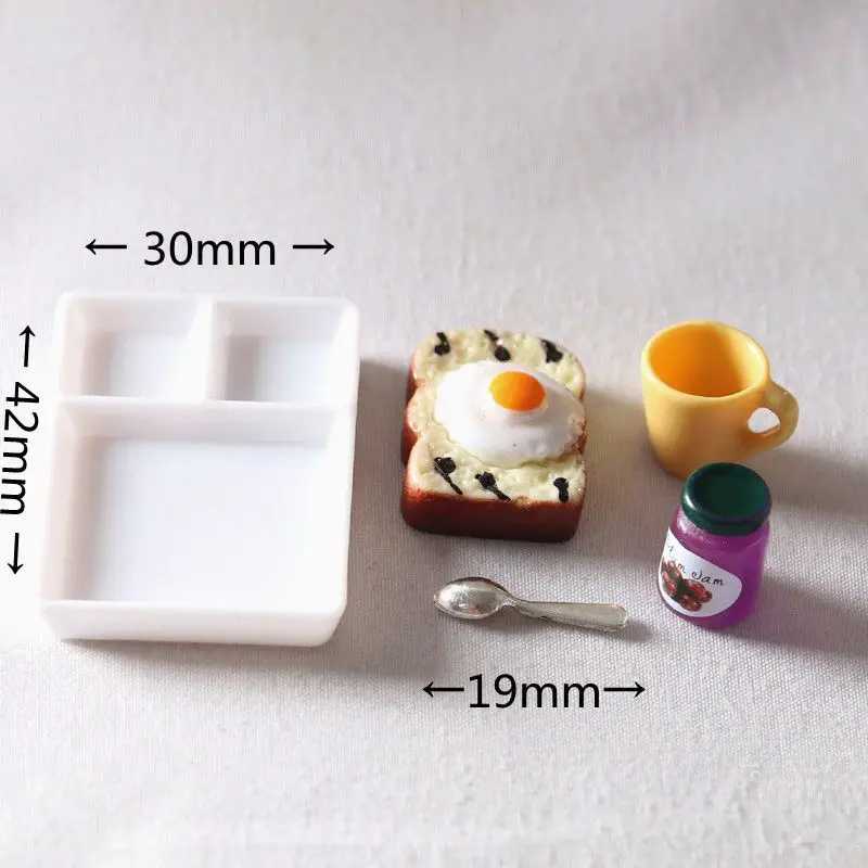 1 Set Puppenhaus Miniatur 1:12 Toast Brot Marmelade Platte Set Lebensmittel für Blyth Barbies OB11 Puppe Haus Dekor Küche Spielzeug