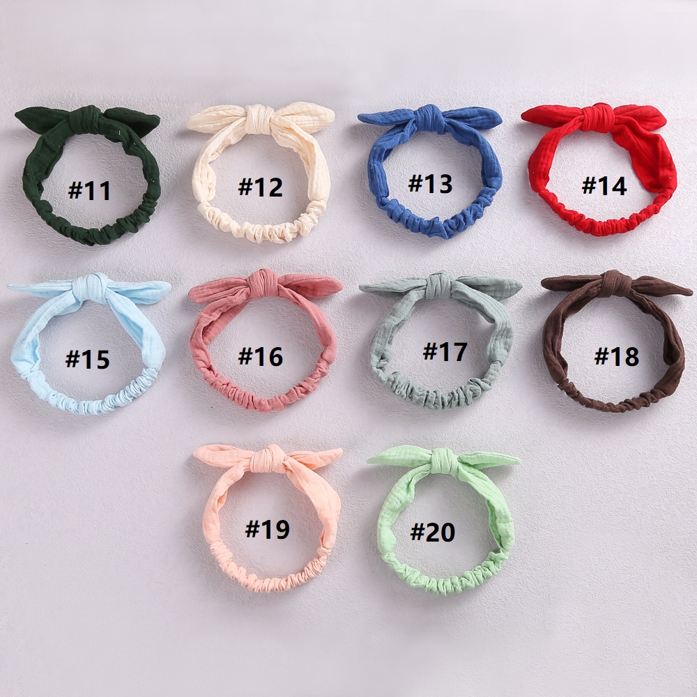 Diadema elástica con Orejas de conejo para niña, diadema con lazo para bebé recién nacido, accesorios para el cabello con lazo