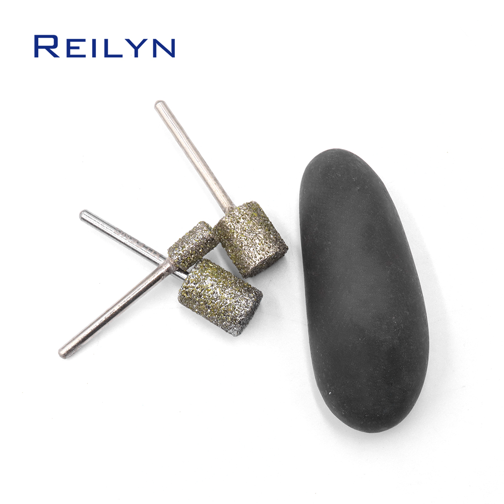 20 Stück/Set # 60-Zylinder grobkörniger Diamant-Schleifgrat, Stein, Arbeiten, Polieren, Schälbits, Diamant-Schleifpunkt