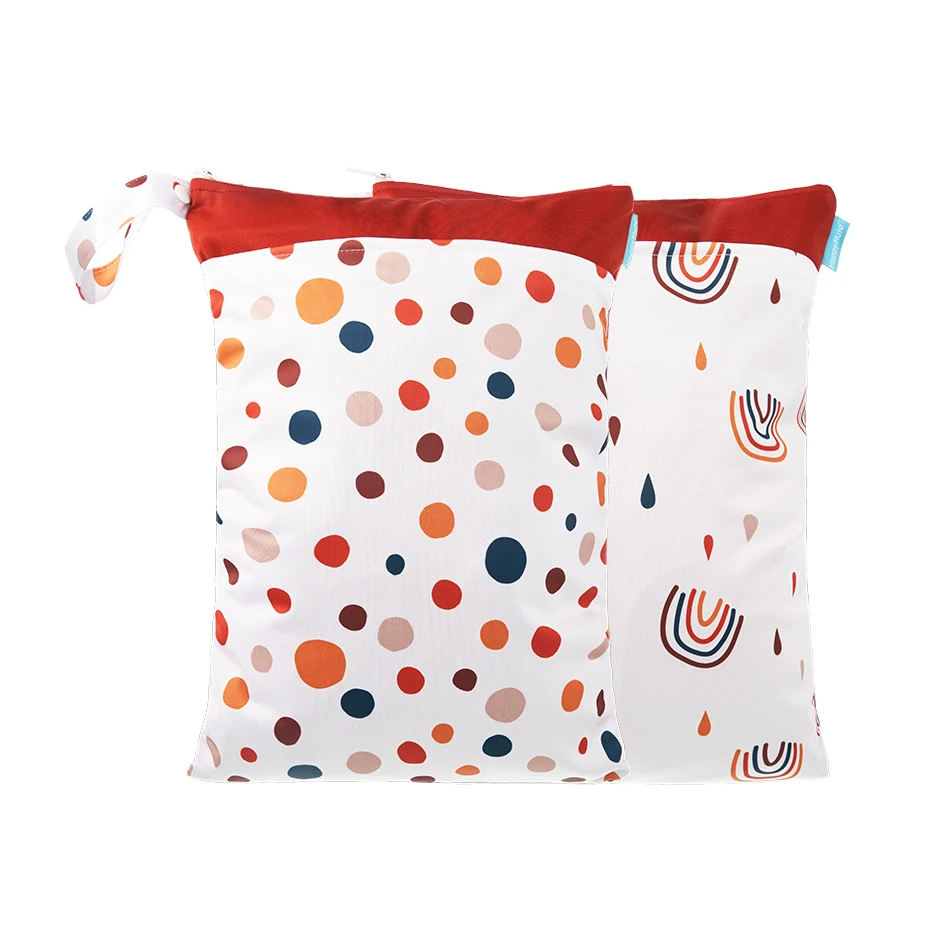 HappyFlute Bolsas para fraldas de bebê com zíper duplo, bolsa molhada/seca, à prova d'água, pano molhado, mochila reutilizável, capa para fraldas, bolsa molhada
