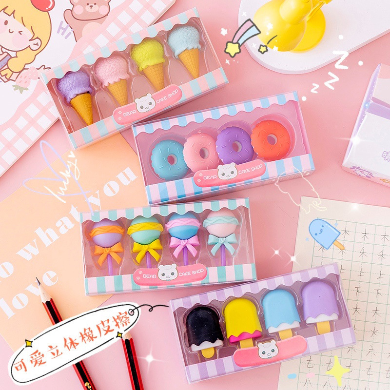 Kawaii Lollipop Sweety 아이스크림 학생 문구 학교 사무용품 어린이를위한 어린이 지우개 연필 지우개