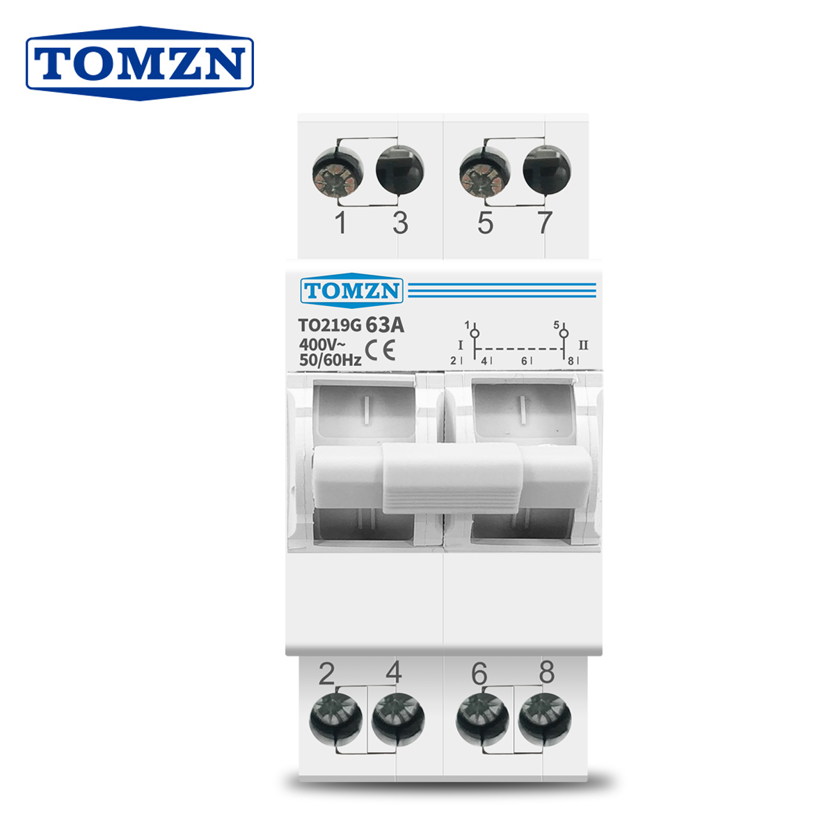 TOMZN 2P 63A MTS Điện Kép Bằng Tay Chuyển Cô Lập Công Tắc Động Mạch