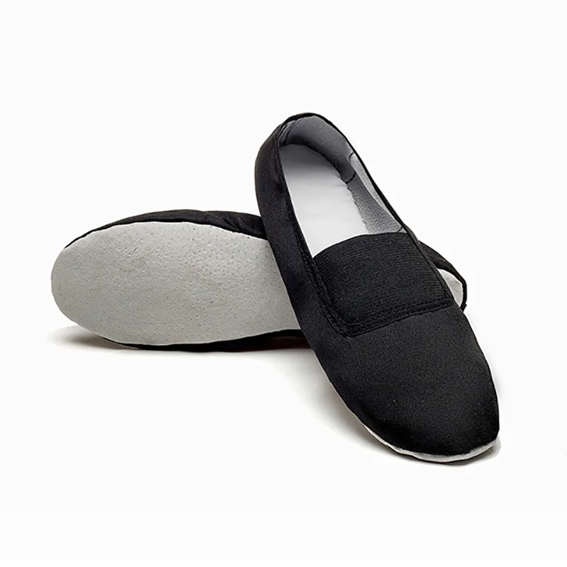 USHINE EU22-45 suela de cuero entero negro blanco plano Yoga profesor Fitness gimnasia Ballet zapatos de baile para niños mujer hombre