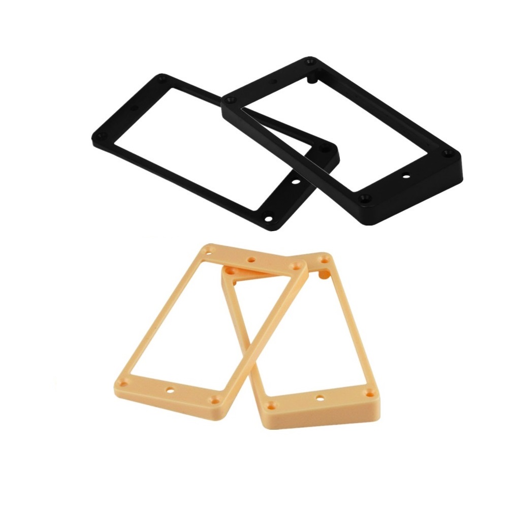 FLEOR 2 uds anillos de montaje de pastilla Humbucker curvados de plástico juego de marcos de pastilla de cuello y puente negro/amarillo para guitarra estilo LP