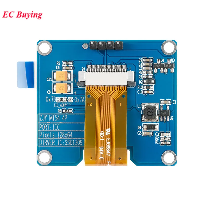 Módulo OLED de 1,54 pulgadas, pantalla LCD de 1,54 ", módulo de pantalla LED 128*64 SSD1309 interfaz SPI/IIC I2C para Arduino de 4 pines y 7 pines