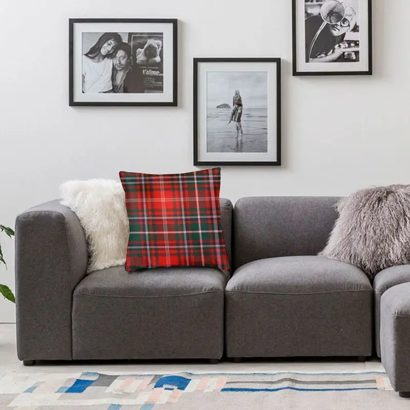Sarung Bantal Kotak-kotak Modern Tartan Merah Lembut Dekorasi Sarung Bantal Kerajinan Kotak Mode Kustom Penutup Bantal 40X40 Sarung Bantal untuk Sofa