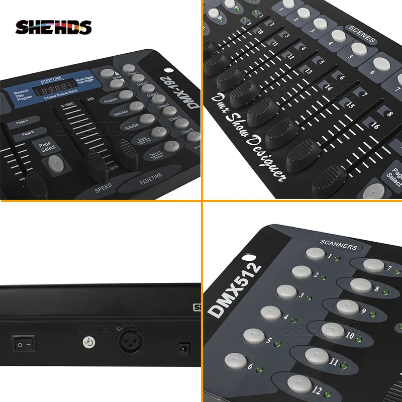 Konsola sterująca DMX512 do oświetlenia scenicznego, kontroler DMX 192 do LED Par, ruchomych głowic, oświetlenia scenicznego, imprezowego, DJ, sprzętu dyskotekowego DMX.