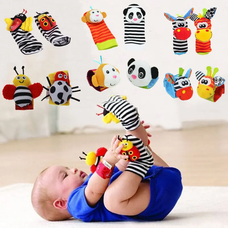 ของเล่นเด็ก 0 12 เดือนตุ๊กตาของเล่นเด็กสัตว์ถุงเท้า Rattles นาฬิกาข้อมือเด็กทารก Rattles ทารกแรกเกิดของเล่นทําให้เสียง Rattle ของเล่นสําหรับทารก