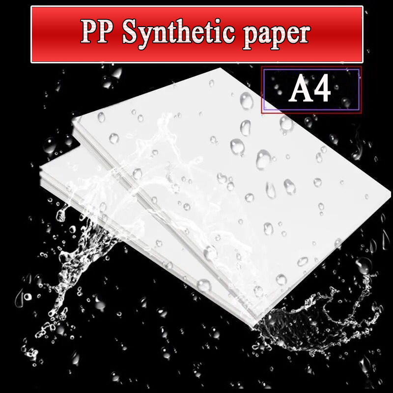A4 Samoprzylepny papier syntetyczny PP Papier do drukarek atramentowych Matowy biały Pusty błyszczący Wodoodporna naklejka na etykiety do drukarki laserowej