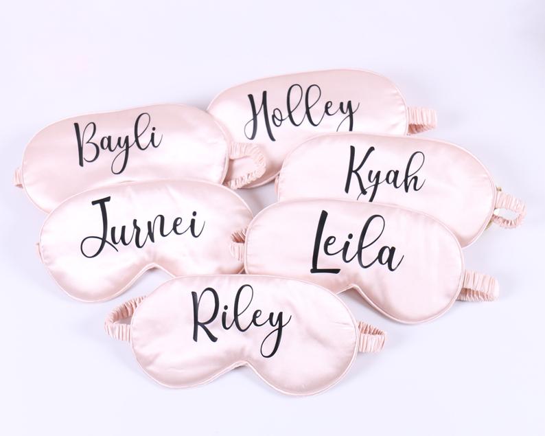Máscara de despedida de solteira personalizada, chá de noiva e formatura, máscara super macia em cetim com despedida de solteira, presente de casamento