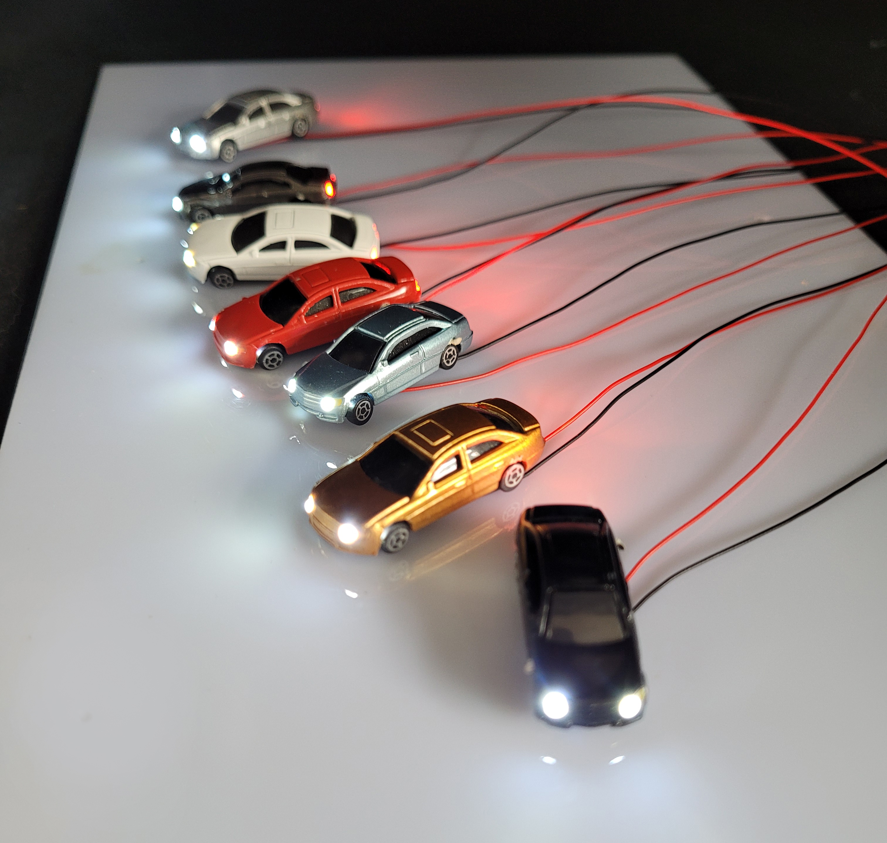 5 個モデルカーランプ付きミニチュア車両 12V 鉄道列車レイアウト風景 HO/N スケールおもちゃギフト 1:75 1:87 1:100 1:150 1:200