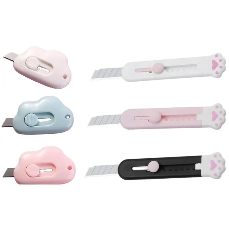 Kawaii Hộp Cắt Dễ Thương Tiện Ích Mèo Paw Thể Hiện Hộp Cắt Chữ Mở Dao Cắt Giấy Staionery Dao Mini Dao Bỏ Túi