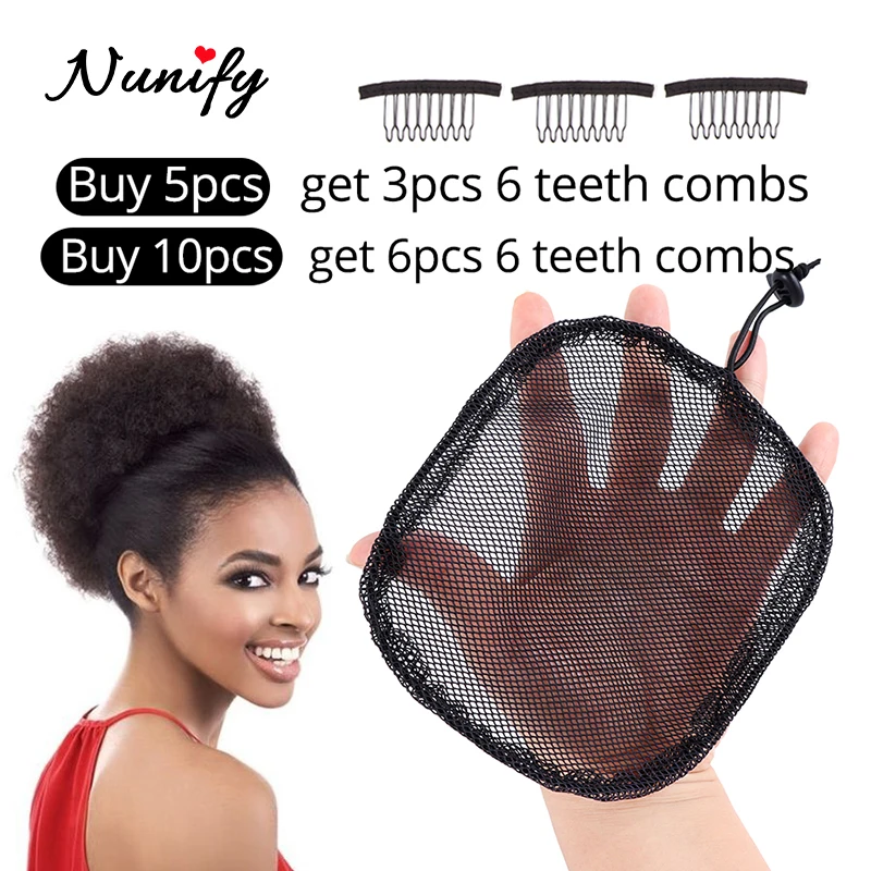 Nunify 1-5 Cái/lốc Tóc Cao Cấp Lưới Làm Tóc Đuôi Ngựa Người Phụ Nữ Xinh Đẹp Tóc Dụng Cụ Đuôi Ngựa Phi Búi Tóc Giả mũ Lưỡi Trai Hairnets