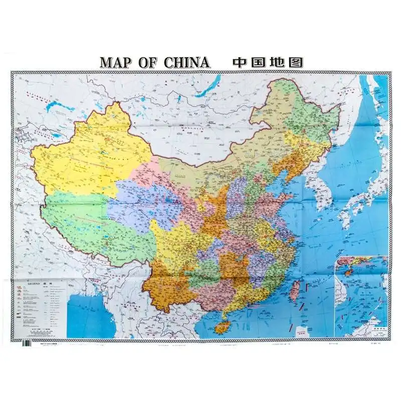 pembelajaran alat tulis Peta Cina Kontras Cina dan Inggris Skala besar Jernih dan mudah dibaca Ukuran besar dapat dilipat