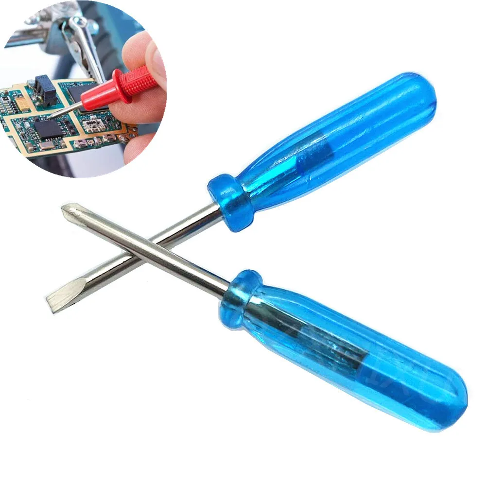 2 Chiếc Trong Suốt Tay Cầm Kim Loại Tua Vít Bộ Bộ Mini Di Động Nhỏ Củ Cải Đầu Tấm Kim Tua Vít Sửa Chữa Dụng Cụ May Vá