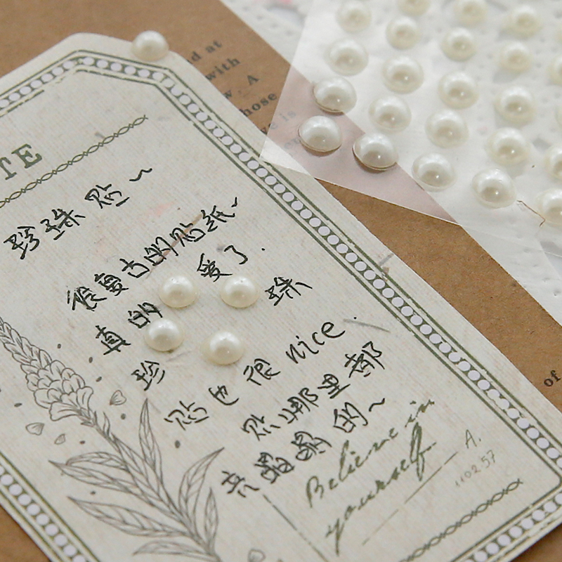 1แผ่นพลาสติก Semi-Circular Pearl ตกแต่งสติกเกอร์สำหรับงานฝีมือ DIY Scrapbooking หน้าเล็บโทรศัพท์มือถือ