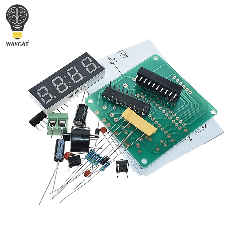 WAVGAT AT89C2051 Digital 4 Bits Reloj electrónico Suite de producción electrónica Kit de bricolaje