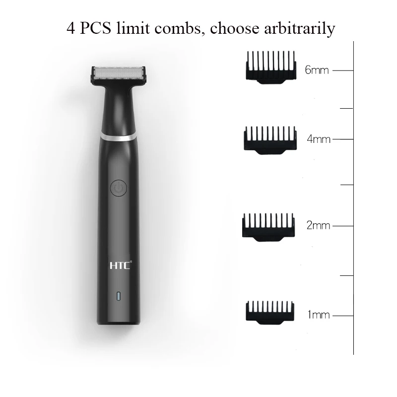 Cortadora de pelo eléctrica para la ingle HTC para hombres, cortadora de vello púbico, cortadora de aseo corporal para hombres, depiladora de Bikini, afeitadora recargable