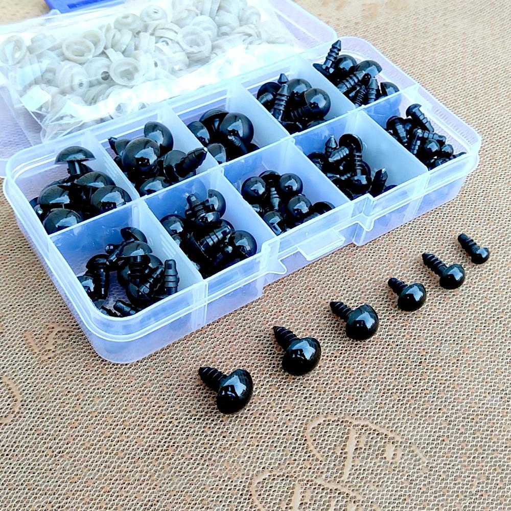100 個 10 ミリメートル眼球人形アクセサリー黒プラスチックぬいぐるみ安全目あみぐるみおもちゃ 6 ミリメートル 8 ミリメートル 12 ミリメートル DIY 面白いおもちゃの目動物