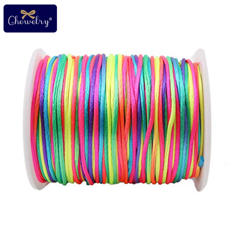 1pc 1mm 75m Satin Seide Seil Nylon Schnur Bunte Baby Beißring Zubehör Zahnen Halskette Rattail Schnur DIY werkzeug Silikon Perle