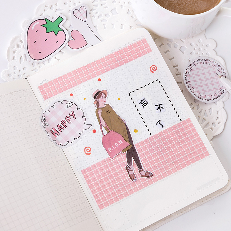 Mohamm Hương Vị Dâu Tây Series Dễ Thương Đóng Hộp Kawaii Dán Vạch Kế Hoạch Thêu Sò Văn Phòng Phẩm Nhật Bản Nhật Ký Miếng Dán