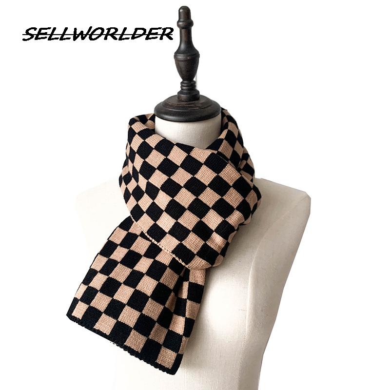 Neue Frauen schwarz und weiß Schachbrett Plaid Schal Winters chal warme Mode Schals & Wraps 150*21