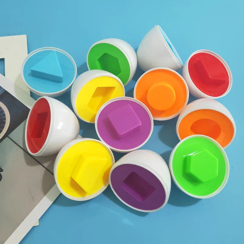 6Pcs Baby Smart Eggs Montessori Educational Toys For Children Color Shape Matching Recognize Toddler Intelligent Learning 2-4Y