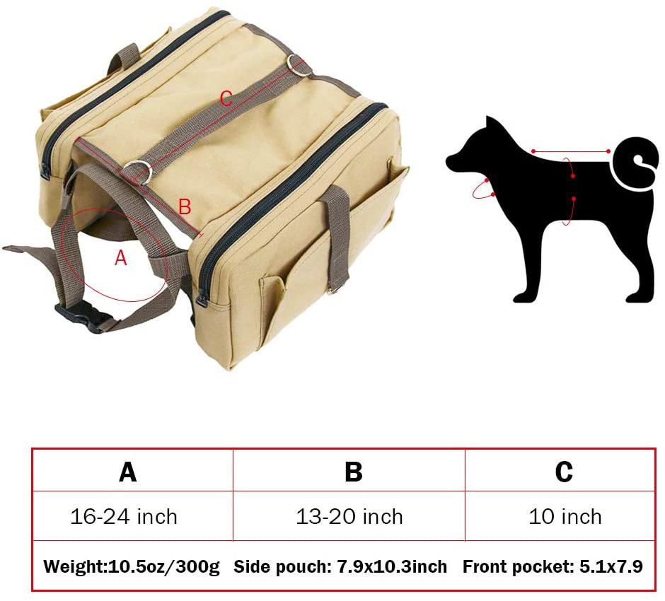 Tas Sadel Kanvas untuk Pengekang Pembawa Anjing Besar Tas Ransel Kapasitas Besar Bawaan Anjing Multifungsi Aksesori Anjing Luar Ruangan