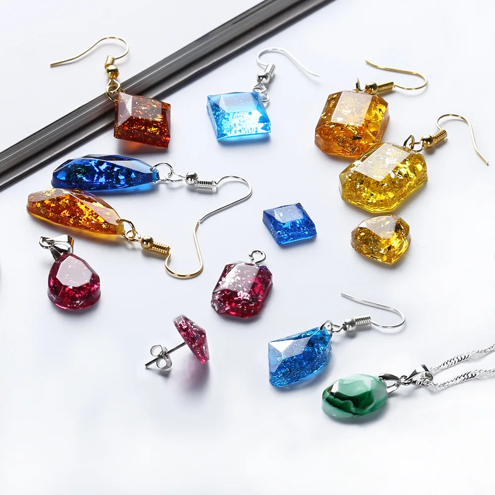 ยางโปร่งใสคริสตัลอีพ็อกซี่เรซินแม่พิมพ์ DIY ต่างหูขนาดเล็ก Faceted อัญมณีแม่พิมพ์สำหรับเรซิ่น
