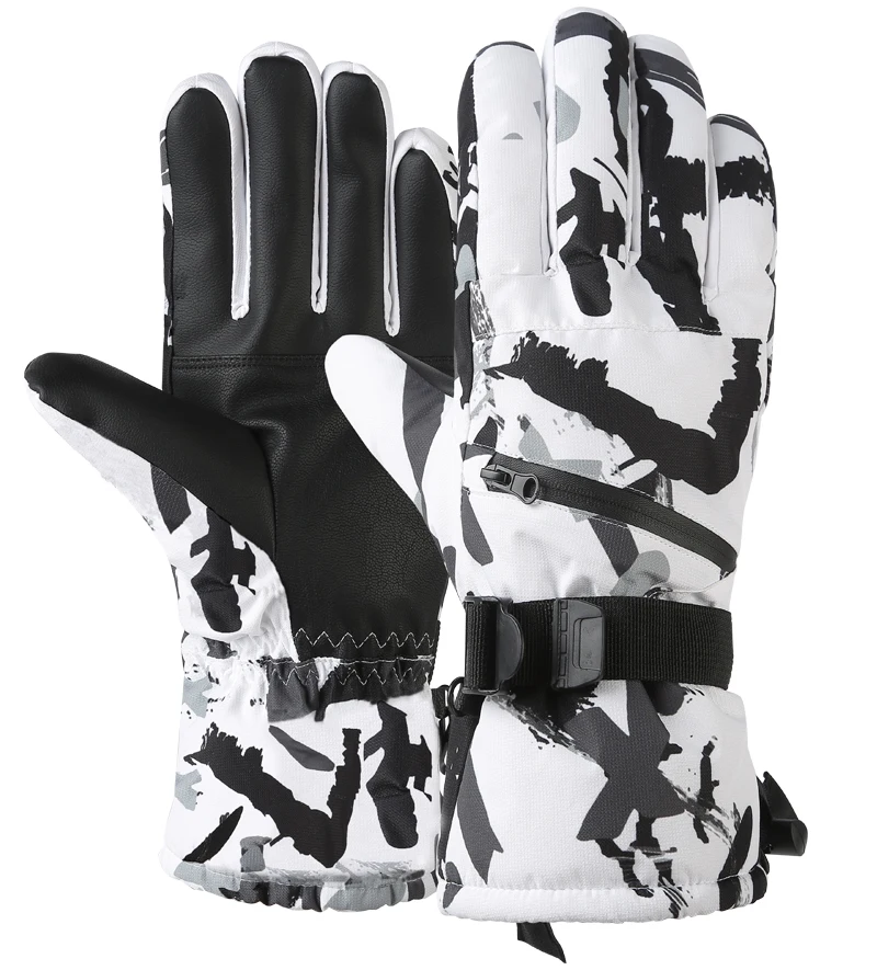 Inverno snowboard luvas de esqui couro do plutônio antiderrapante tela sensível ao toque à prova dwaterproof água da motocicleta ciclismo velo quente luvas de neve unisex