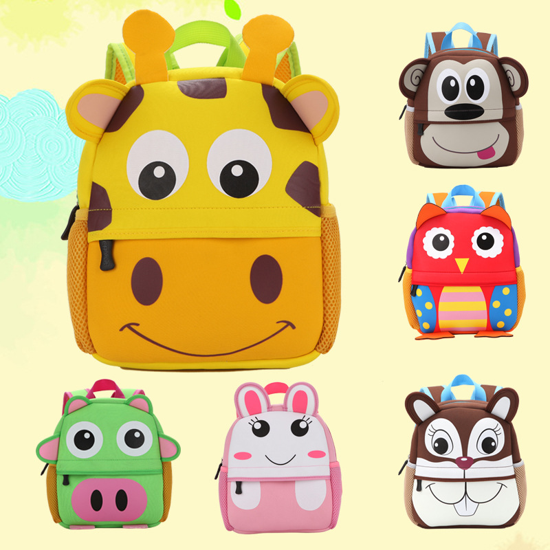 Mochilas para niños con diseño de jirafa 3D, mochilas escolares para niñas y niños, mochilas escolares de neopreno para niños pequeños, bolsa de dibujos animados para guardería 2023