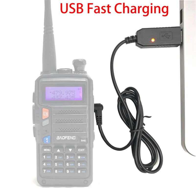 Baofeng UV-10R USB-кабель для зарядки Walkie Talkie Удлините аккумулятор USB-зарядка Удобное зарядное устройство UV10R/UV5R Pro USB-зарядка 2021
