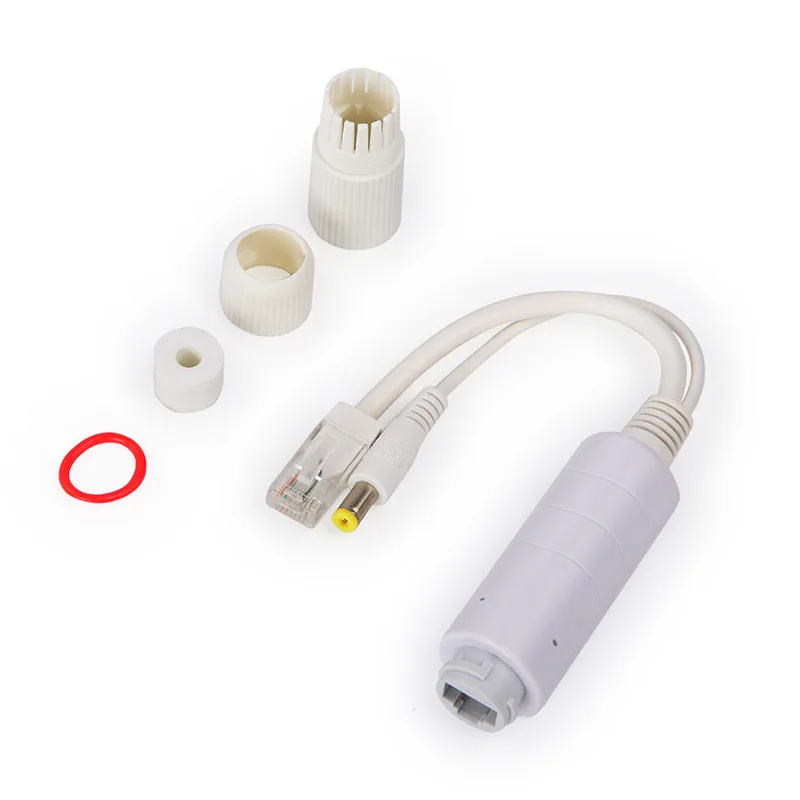 HKBTM 48 V auf 12 V POE-Splitter, wasserdicht, mit Video- und Netzteilkabel, Versorgungsmodul, Injektor für IP-Kamera-Extender